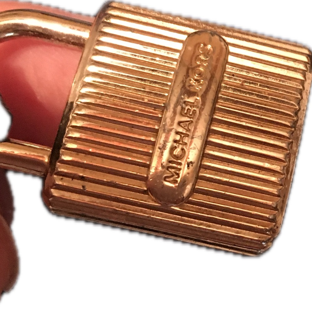 Michael Kors Lock Charm Hang Tag Gold Tone Keychain Key Fob Charm Vintage Style